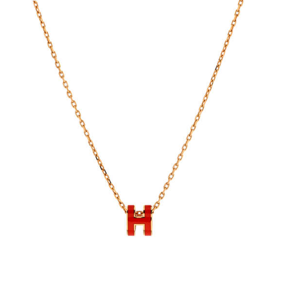 Hermes Mini Pop H Pendant Chain Necklace Metal and Enamel - Picture 1 of 3
